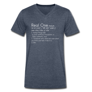 Real One V-Neck T-shirt - heather navy